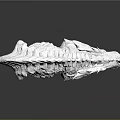 White Mythical Creature Skull Model Featuring Spiked Frills Curved Horn And Intricate Surface Texture