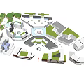 Urban Building Complex With Green Rooftops Open Plazas And Modern Architectural Layout 3d model