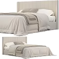 Modern Minimalist Double Bed With Beige Bedding Soft Pillowcases And Headboard