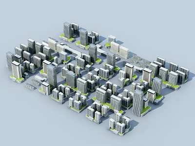 Modern Office Buildings With Urban Layout And Green Spaces Architectural Design 3d model