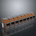 Futuristic Modular Building With Orange And Gray Exterior And Multiple Windows 3d model