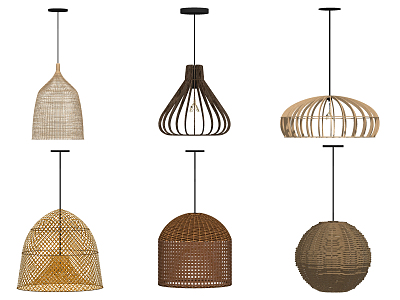 Southeast Asia Chandelier Bamboo and Rattan Woven Chandelier Combination model