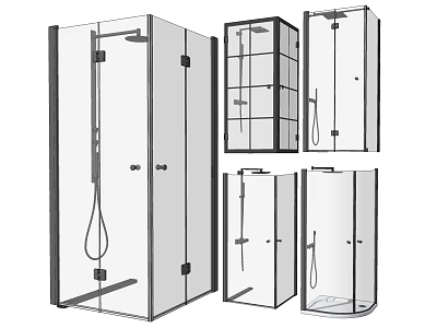 Shower Sauna Enclosure Various Designs With Glass Panels And Shower Heads 3d model