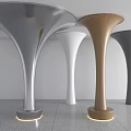 Modern Flared Columns In Metallic Wooden White Gray Finishes With Indoor Floor Base Lighting
