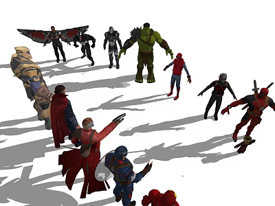 Modern Game Character Marvel Hero Character Ornaments Children's Toy Hulk Captain America Deadpool Thanos Doctor Strange Ant-Man Flash 3d model