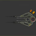 Futuristic Sci Fi Weapon With Green Metallic Design Laser Beam And Flames