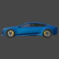 Blue Modern Sports Car With Streamlined Body Design And Stylish Wheels