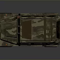 Camouflage Military Tank Exterior Design With Roof Rack And Reflective Surface On Gray Background