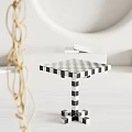 Modern Black And White Checkered Side Table With Geometric Pattern In Minimalist Living Space 3d model