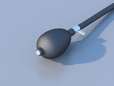 Black Balloon Shaped Manual Inflation Bulb With Metal Clip And Black Tube 3d model