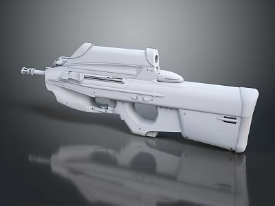 3D Rendered White Futuristic Gun With Smooth Surface And Reflective Finish 3d model