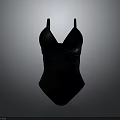 Sleek Black One Piece Swimsuit With V Neck And Cross Waist Design