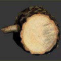 Natural Wooden Log Featuring Detailed Bark Texture And Smooth Cross Section Surface On Dark Background