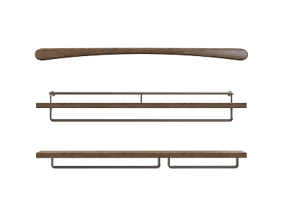 Towel Rack Modern Towel Rack Wooden Stainless Steel 3d model