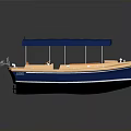 Leisure Open Boat With Blue Canopy Cream Hull And Comfortable Seats