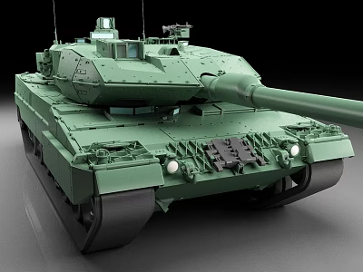 Green Modern Military Tank With Turret Cannon And Tracks Exterior Design 3d model