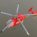 Sleek Red Helicopter B731MS with Rotor Blades and Aerial Vehicle Design