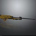 Yellow Long Barrel Weapon With Modern Mechanical Design And Tactical Features 3d model