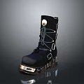 Stylish Black Lace Up Boots Featuring Metallic Accents And Durable Sole For Daily Wear