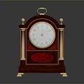 Antique Dark Red Wooden Mantel Clock With Gold Accents And Roman Numeral Dial