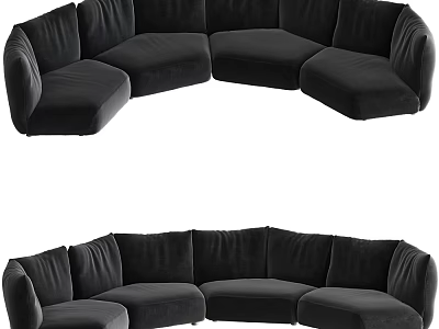 Modern Curved Velvet Sectional Sofa For Comfortable Living Room Spaces 3d model