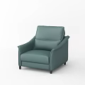 Teal Leather Single Sofa Modern Design With Comfortable Armrest And High Backrest 3d model