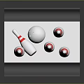 Bowling Pins And Ball Display On White Platform With Red Stripes