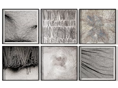Abstract Line Art Paintings With Diverse Textures And Modern Wall Decor 3d model