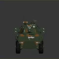 Military Armored Wheeled Tank With Camouflage Paint Turret Weapon System And Antenna Equipment