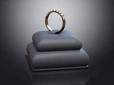Elegant Luxury Gold Jewelry Ring With Decorative Details On Black Display Stand 3d model