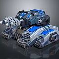 Sci Fi Style Tank With Blue Gray Color Multiple Tracks And Advanced Weaponry 3d model
