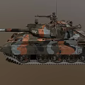 Military Tank With Camouflage Paint Number 215 Gun Barrel And Tracks