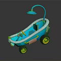 Fun Kids Toy Bathtub Car Featuring Blue Shower Head Yellow Wheels And Pink Accents
