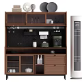 Modern Wooden Sideboard Cabinet with Open Shelves Dinnerware Cups Coffee Machine Storage