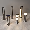 Modern Outdoor Lights With Solar Powered And Various Cylindrical Striped Decorative Designs