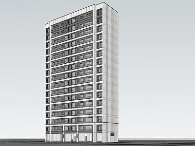 Modern Tall Building Exterior Design With Multiple Floors And Regular Windows 3d model