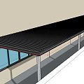 Detached Villa Modern Exterior Featuring Long Black Roof Metal Supports And Windows