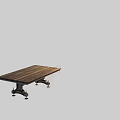 Industrial Style Rectangular Dark Wood Dining Table With Metal Legs And Bolt Accents