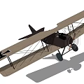 Vintage Biplane With Black Cross Markings On Wings And Propeller