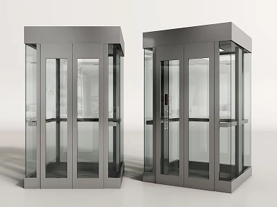 Modern Elevator Interior Design With Glass Doors Metal Frame Transparent Cabin 3d model