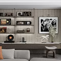 Modern Home Decorative Ornament Combination With Display Shelves Vinyl Records And Artwork