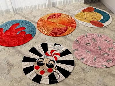 Colorful Round Rugs With Various Patterns And Designs For Modern Interior Decoration 3d model