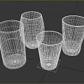 Four Transparent Glass Cups With Various Shapes And Designs On Smooth Surface