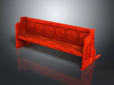 Elegant Red Wooden Bench With Detailed Carved Design Backrest And Armrests 3d model