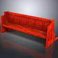 Elegant Red Wooden Bench With Detailed Carved Design Backrest And Armrests