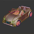Shiny Fuchsia Convertible Car with Pink Interior and Black Sporty Wheels