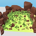 Cartoon Tree Cartoon Forest Cartoon Stone Low Poly Tree Meadow Stone Block 3d model