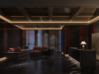 Luxurious Modern SPA Sauna Interior With Comfortable Seating And Ambient Lighting 3d model