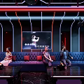 Modern KTV Interior Design With Red Lighting Sofa Seating And Large Screens