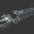 Fantasy Sword With Spiked Guard Red Gold Hilt And Sharp Metallic Blade